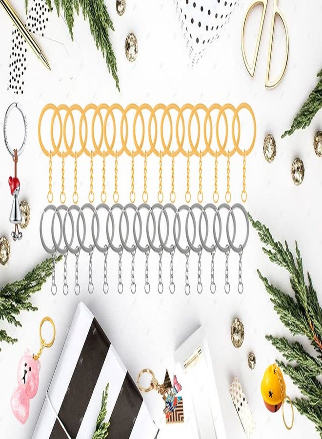 EVALUEMART Gold/Silver Color Metal Split Keychain Ring Parts - 30 Key Chains 25mm with 26mm Chains and 30pcs Open Jump Ring for Craft - Image 5